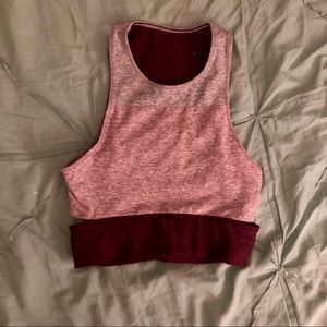 Outdoor Voices Tri-Tone Slashback Crop Top